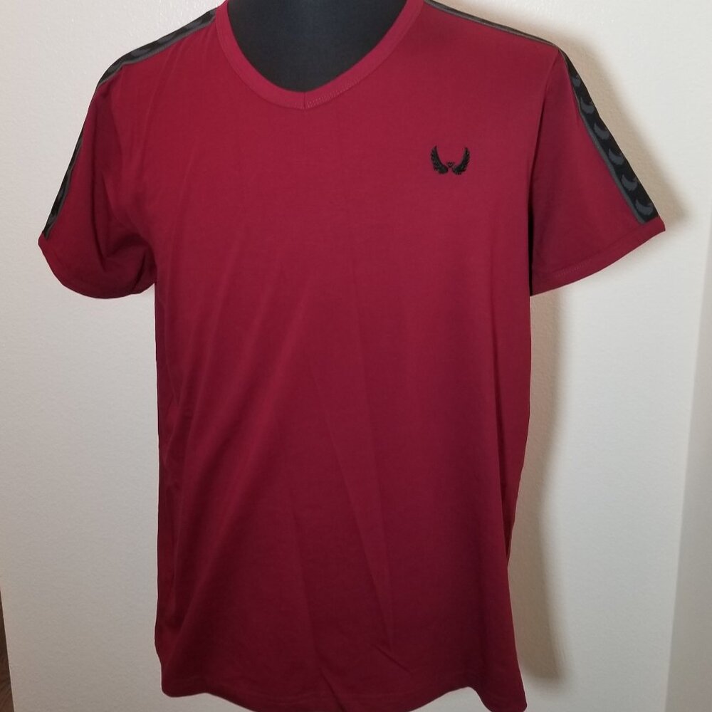 Nick Danger‎ Burgundy Black Mens Large Short Sleeve Shirt Retro City Streetwear